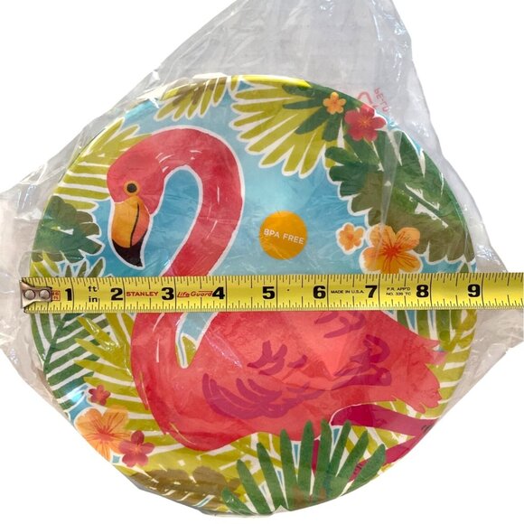 Pink Flamingo Pool Party Tropical Beach Melamine Dessert Snack Plates Set of 4 - Picture 5 of 6